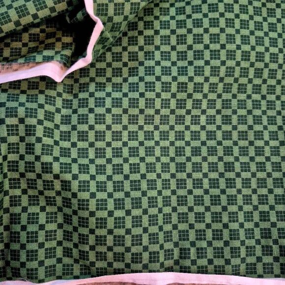 Fabric, Green Cotton Checked Calico, 2 yds x 45" ozark calicos - Picture 2 of 7